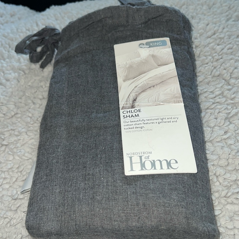New Nordstrom at Home Chloe King size dark grey pillow sham, 20 x 36 in